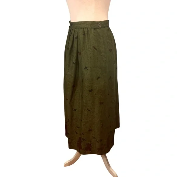 Vintage midi skirt Womens size 6 cottagecore folkcore peasant boho artsy green - Picture 14 of 16